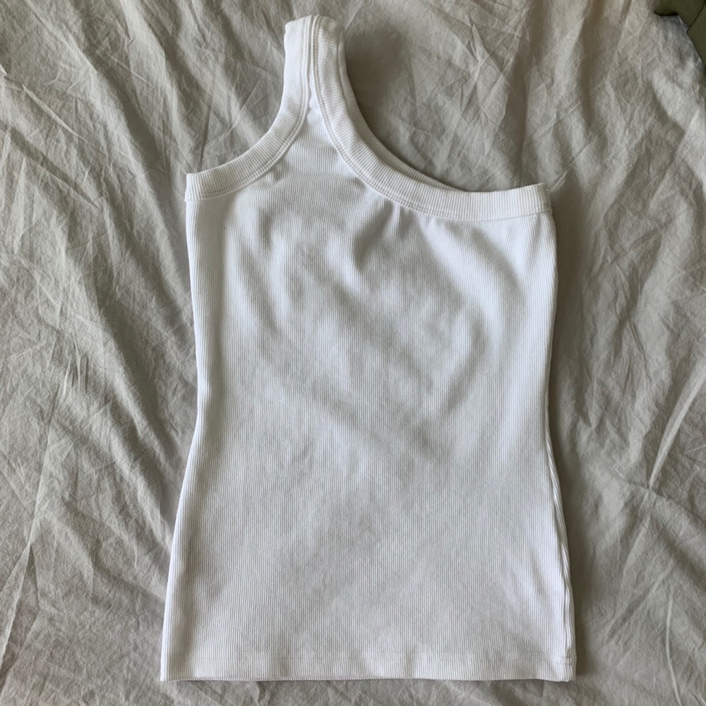 White rib one shoulder top
